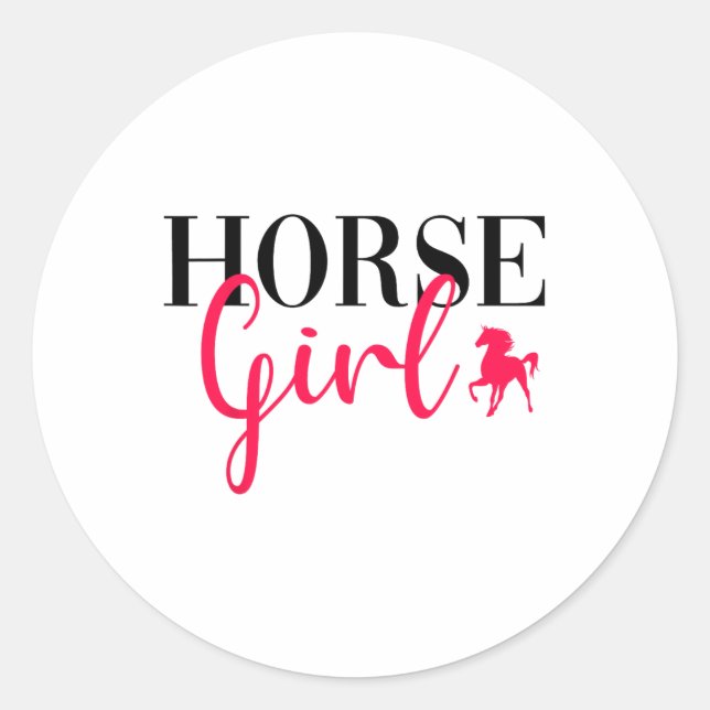 Funny Horse Riding Girl Horseback Riding Horse Gir Classic Round Sticker (Front)