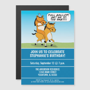 Funny Horse Riding Horse Birthday Party Magnetic Invitation