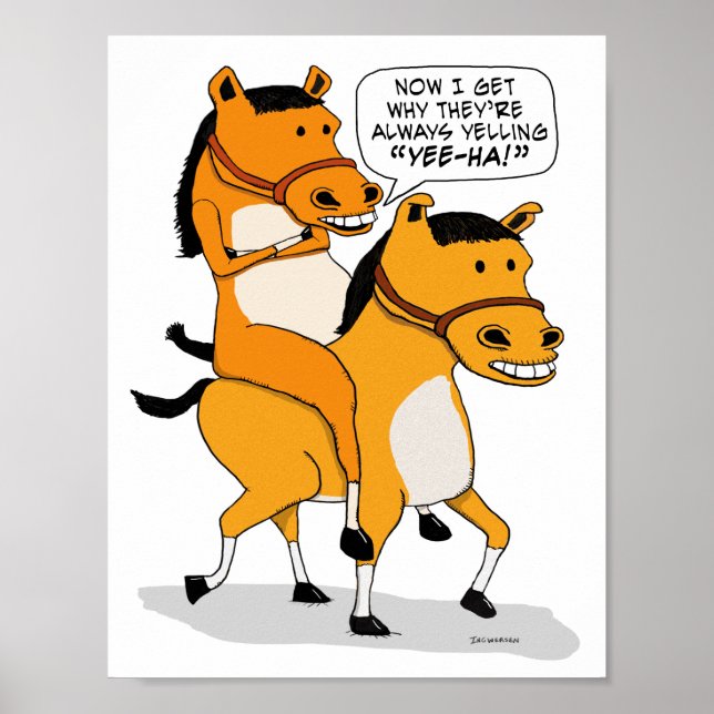 Funny Horse Riding Horse Poster (Front)