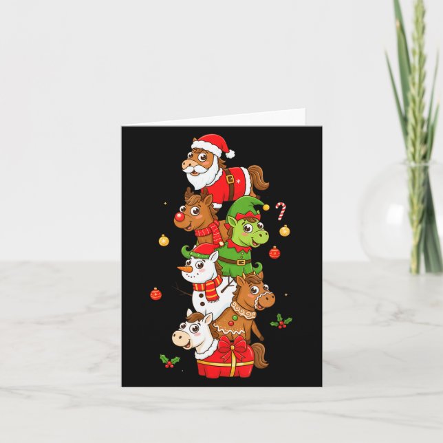 Funny Horse Santa Elf Snowman Christmas Womens Men Card (Front)