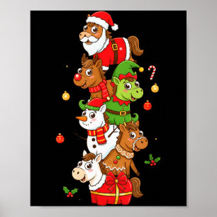 Funny Horse Santa Elf Snowman Christmas Womens Men Poster
