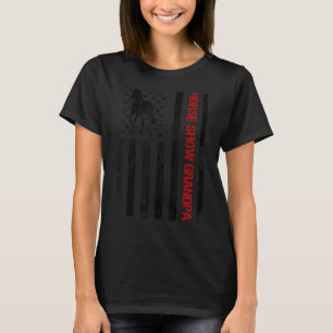 Funny Horse Show Grandpa American USA Flag T-Shirt