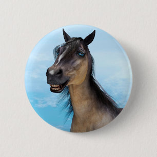 Funny Horse Smile Portrait Art 6 Cm Round Badge