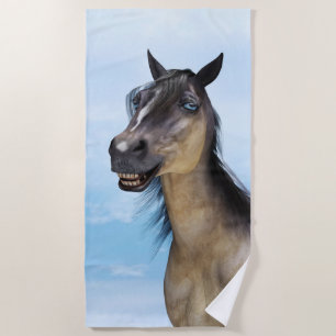 Funny Horse Smile Portrait Art Beach Towel