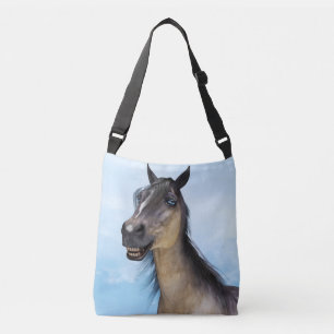 Funny Horse Smile Portrait Art Crossbody Bag