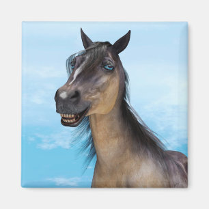 Funny Horse Smile Portrait Art Magnet