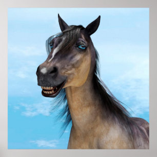 Funny Horse Smile Portrait Art Poster