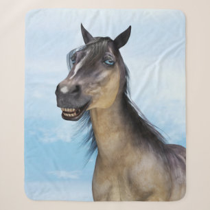Funny Horse Smile Portrait Art Sherpa Blanket