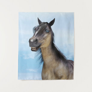 Funny Horse Smile Portrait Art Tapestry