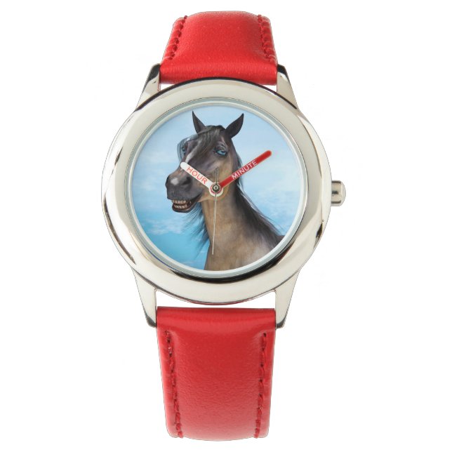 Funny Horse Smile Portrait Art Watch (Front)