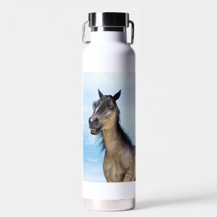 Funny Horse Smile Portrait Art Water Bottle