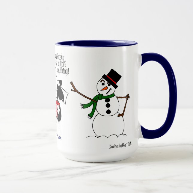 Funny Horse & Snowman Cartoon Mug (Right)