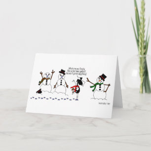 Funny Horse & Snowmen Cartoon Card