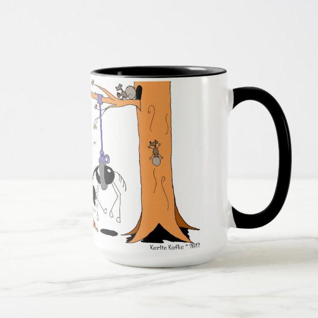 Funny Horse Stuck in a Tire Swing Cartoon Mug (Right)