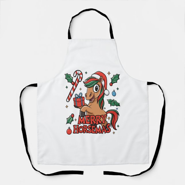 Funny Horse Sublimation, Merry Horsemas Apron (Front)