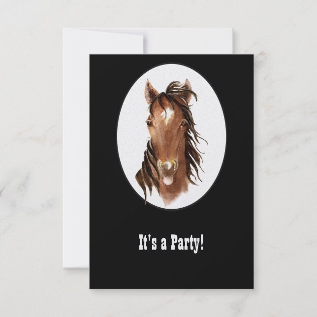 Funny Horse Western Theme Birthday Custom Invite (Front)