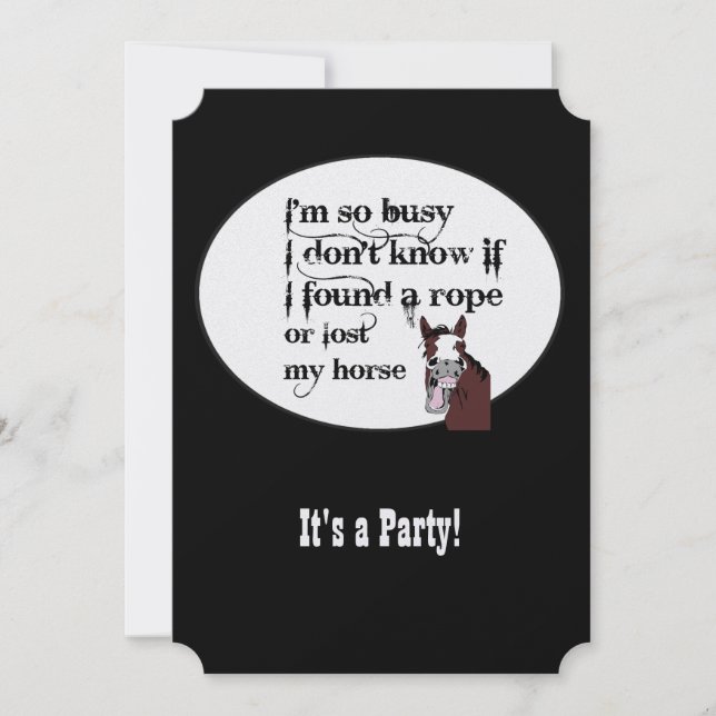 Funny Horse Western Theme Birthday Custom Invite (Front)