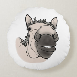 Funny Horse | Whimsical Equestrian Round Cushion