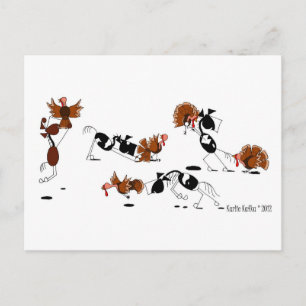 Funny Horse Wild Turkey Chase Cartoon Postcard