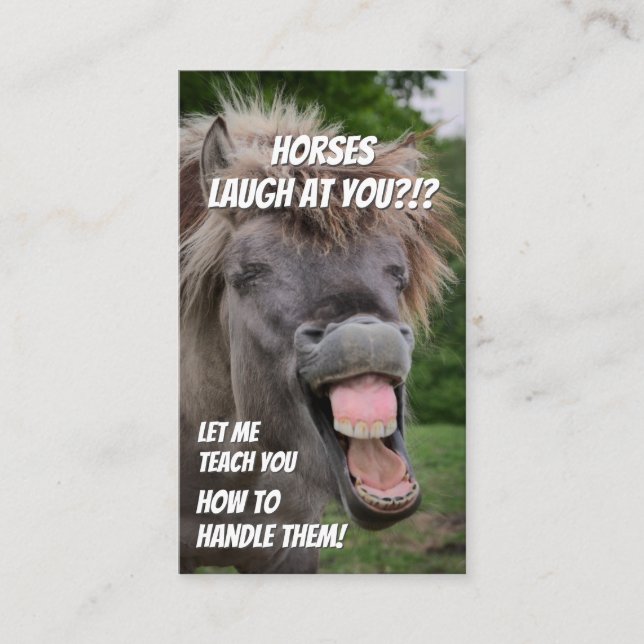 Funny horseback riding school riding instructor business card (Front)