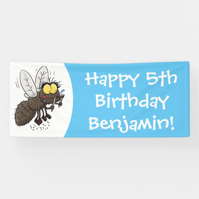 Funny horsefly insect cartoon banner (Horizontal)