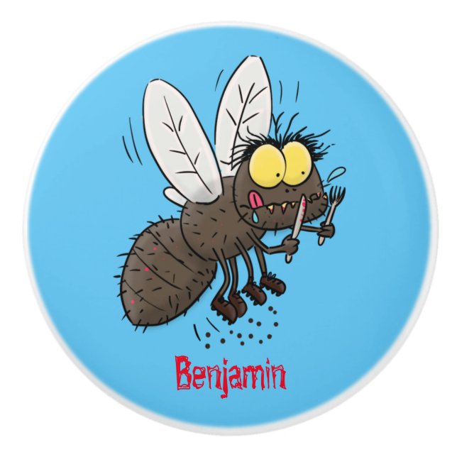 Funny horsefly insect cartoon ceramic knob (Front)