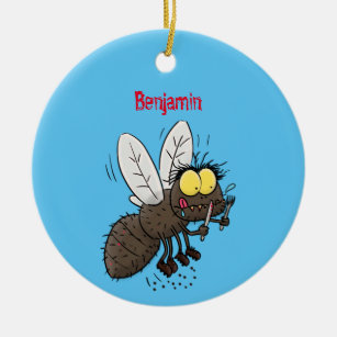 Funny horsefly insect cartoon ceramic ornament