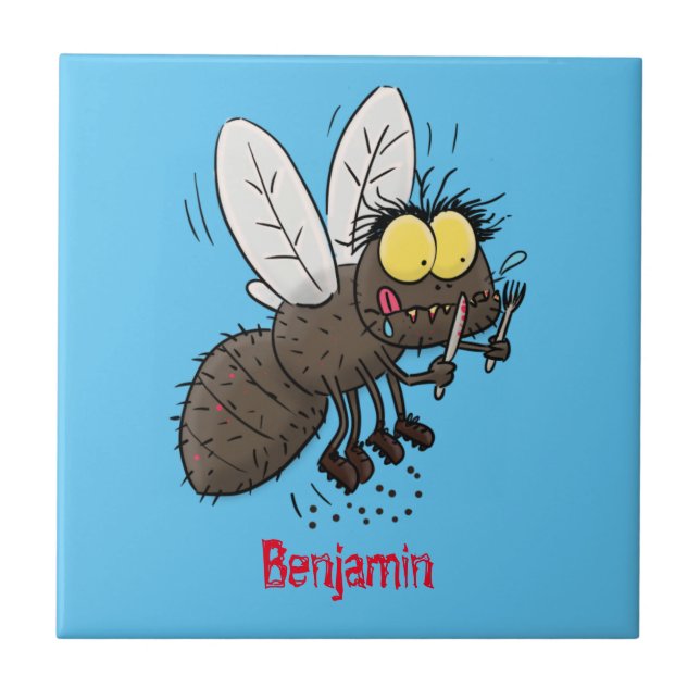 Funny horsefly insect cartoon ceramic tile (Front)