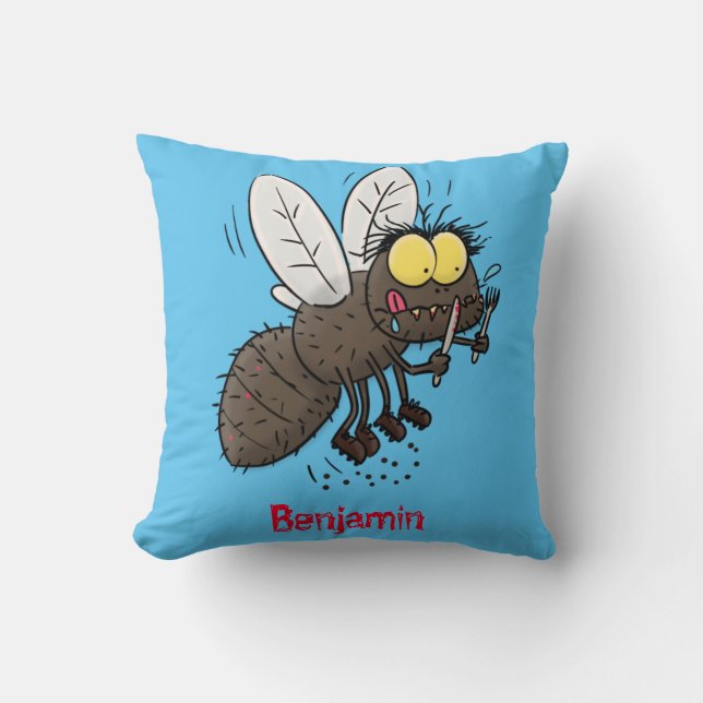 Funny horsefly insect cartoon cushion (Front)