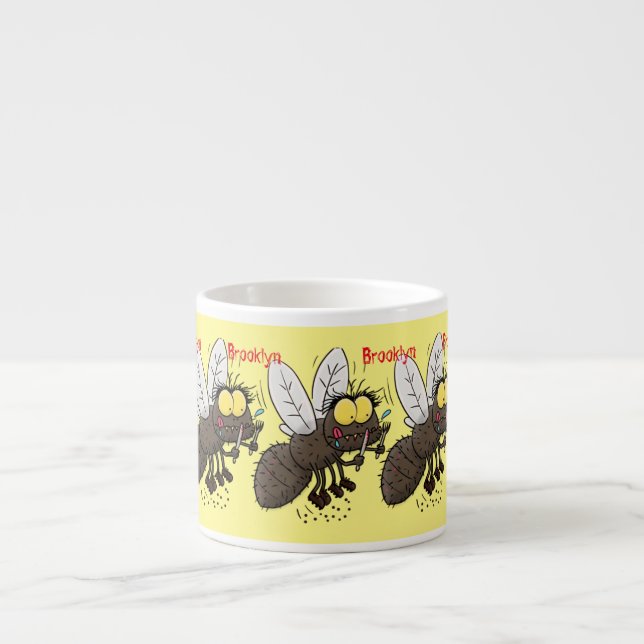Funny horsefly insect cartoon espresso cup (Front)