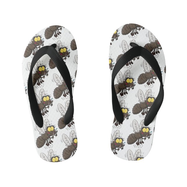 Funny horsefly insect cartoon kid's thongs (Footbed)