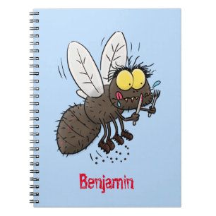 Funny horsefly insect cartoon notebook
