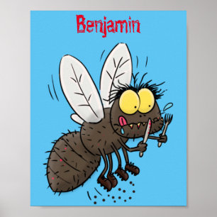 Funny horsefly insect cartoon poster