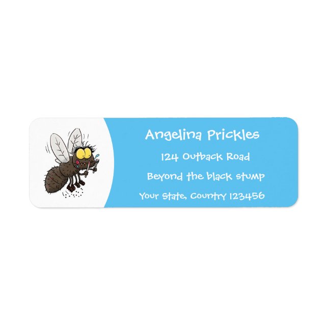 Funny horsefly insect cartoon return address label (Front)