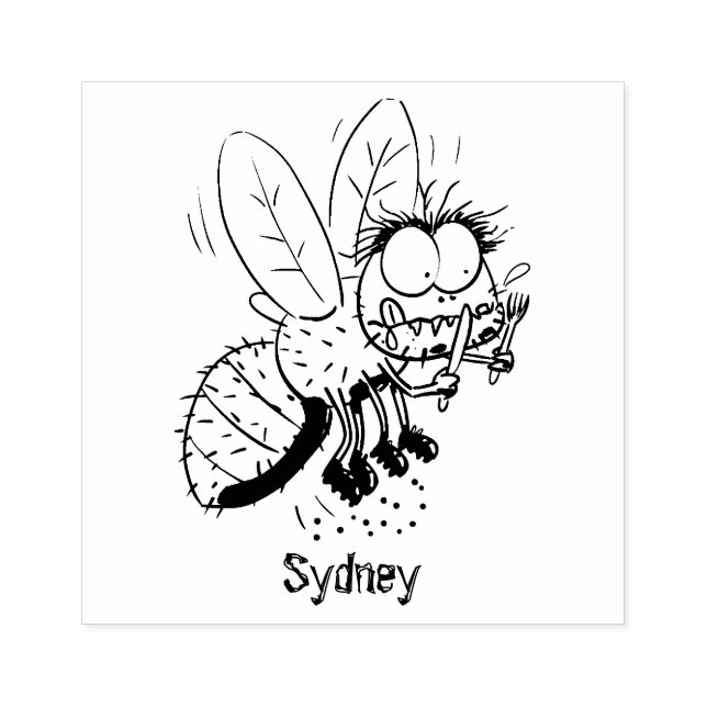 Funny horsefly insect cartoon rubber stamp (Imprint)
