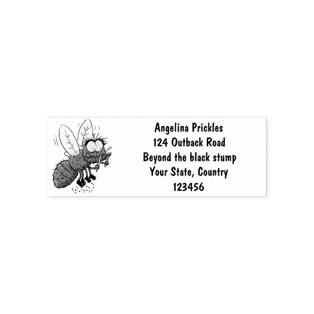 Funny horsefly insect cartoon self-inking stamp (Design)