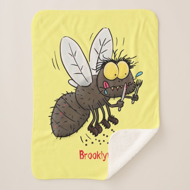 Funny horsefly insect cartoon sherpa blanket (Front)