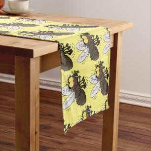 Funny horsefly insect cartoon short table runner