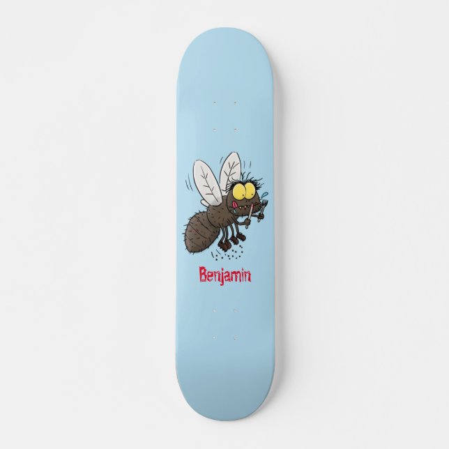 Funny horsefly insect cartoon skateboard (Front)