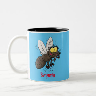 Funny horsefly insect cartoon Two-Tone coffee mug