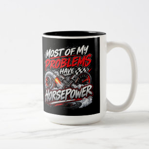 Funny Horsepower Racing Car Enthusiast Two-Tone Coffee Mug