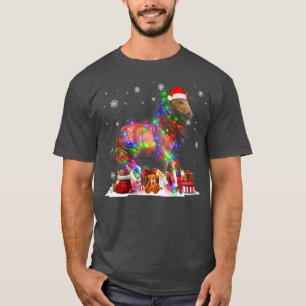 Funny Horses Tree Christmas Lights Xmas Pajama Mat T-Shirt