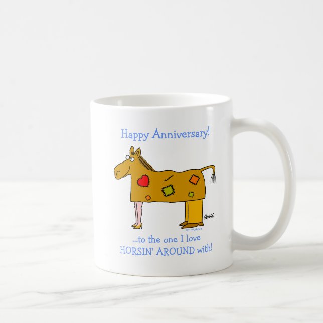 Funny Horsing Around Horse Lover Anniversary Coffee Mug (Right)