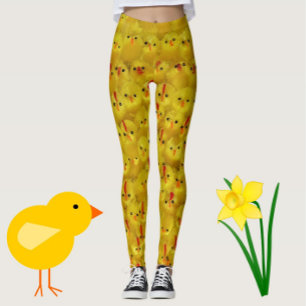Funny Hot Chick Chicken Legs Yellow Easter Leggings