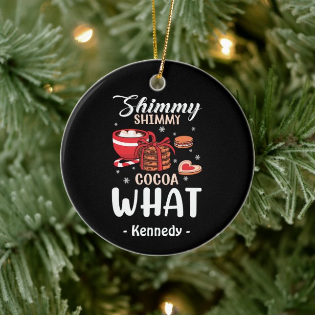 Funny Hot Chocolate & Cookie Winter Ceramic Ornament (Tree)