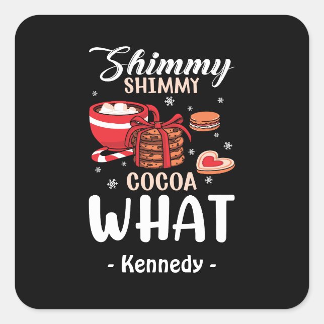 Funny Hot Chocolate & Cookie Winter Square Sticker (Front)