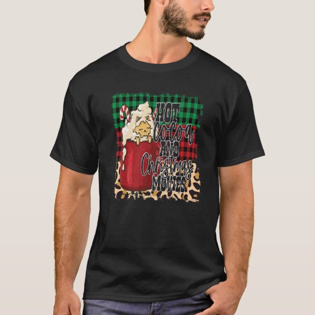 Funny Hot Cocoa And Christmas Movies Buffalo Plaid T-Shirt (Front)