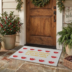 Funny Hot Cocoa & Holiday Cheer Festive Christmas Doormat