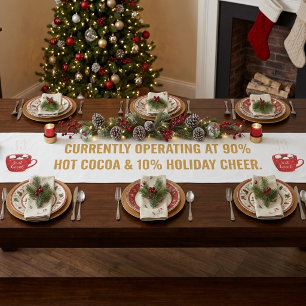 Funny Hot Cocoa & Holiday Cheer Festive Christmas Short Table Runner
