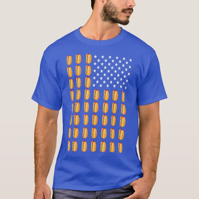 Funny Hot Dog American Flag Frankfurter   Men T-Shirt (Front)